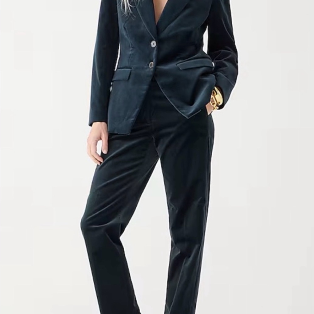 J Crew Kate Pants, Stretch Velvet, size 10, new, black- Matches Willa blazer